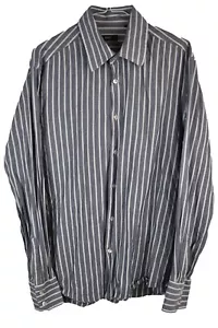 Hugo Boss MEns Cotton Long Sleeve Collared Shirt Size 42 16.5 Striped Smart - Picture 1 of 8