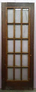 30"x83"x1.75" Antique Vintage Wooden Exterior French Door Window Beveled Glass - Picture 1 of 4