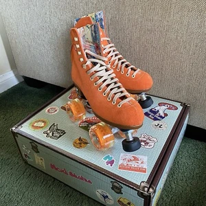 Moxi Lolly Clementine Orange Suede Leather Quad Fashion Roller Skates - Picture 1 of 6