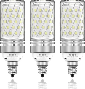 E12 LED Light Bulbs, 12W LED Candelabra Bulbs 100 Watt Equivalent, 1200LM, 6000K - Picture 1 of 12