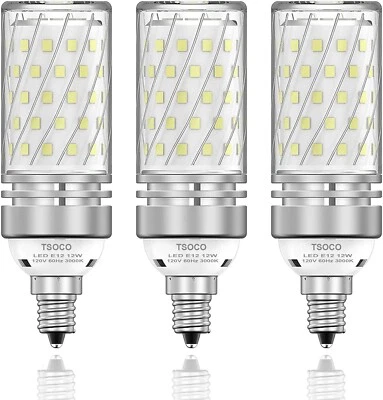 E12 LED Light Bulbs, 12W LED Candelabra Bulbs 100 Watt Equivalent, 1200LM, 6000K - Image 1 of 4