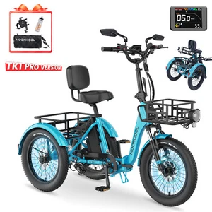 MOONCOOL 20" Folding Electric Trike Peak 160W 25MPH 48V 20Ah Lithium Battery - Picture 1 of 13