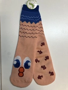 Peach & Blue Fish w/ Fish Print Slip Resistant Thick Socks Sz 4-10 - Picture 1 of 2