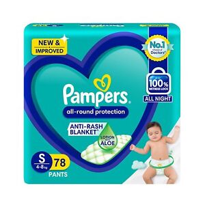 Pampers Pants Small Size Baby Diaper Count Anti Rash Diapers Lotion Aloevera 78N