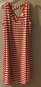red striped dress size xl polyester Spandex knee length criss cross back - Picture 1 of 4