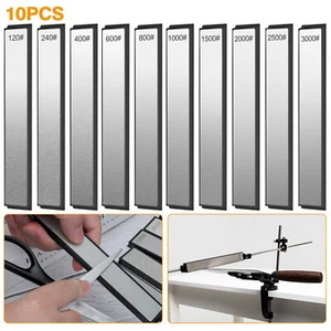 10PCS 120-3000 Grit Diamond Knife Sharpening Plate Honing Stone Whetstone Kit - Picture 1 of 8