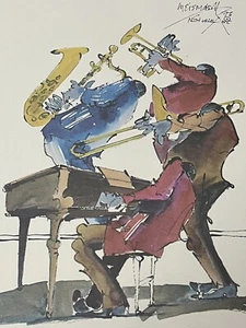 Vintage 1976 New Orleans Leo Meiersdorff Jazz Print 10-3/4” X 12-1/2” - Picture 1 of 3