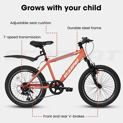 Bicicleta de 20 pulgadas para niños Bicicleta de montaña Equipo de bicicleta de 7 velocidades para niños y niñas Foto 1 de 4