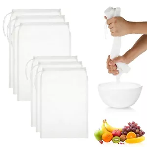 6 Pack Nylon Nut Milk Bag Reusable Fine Mesh Cheese Cloth Bag for Straining 8... - Picture 1 of 7