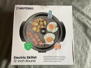 Chefman Padella Elettrica Rotonda 12 Pollici Vetro Temperato Regolabile Nuova in Scatola - Foto 1 di 1