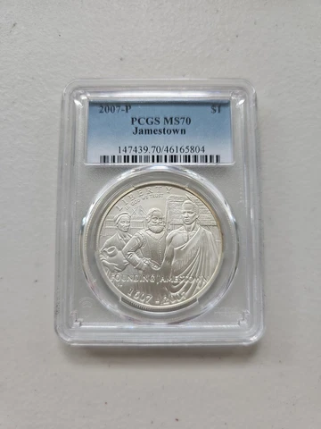 MS70 2007-P $1 PCGS FOUNDING JAMESTOWN $1 Silver Dollar 90% .900 MS-70 MS 70 Cover