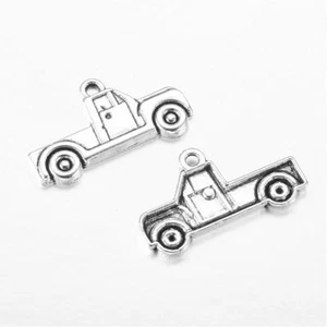 Truck Charms Antiqued Silver Pickup Pendants Vintage Style Country Findings 2pcs - Picture 1 of 1