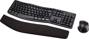 Amazon Basics Ergonomic Wireless Keyboard Mouse Combo UK layout, black - Afbeelding 1 van 11