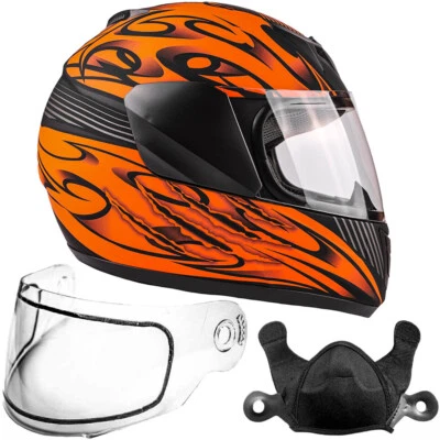Snowmobile Helmet Youth Kids Matte Orange DOT Child Sledding Snow Machine — 第 1/4 张图片