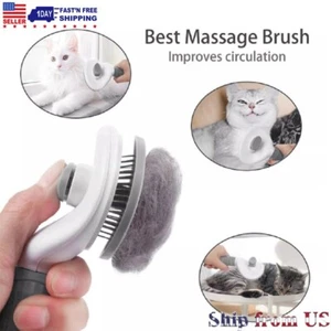 Pet Hair Remover Dog Cat Comb Grooming Massage Deshedding Self Cleaning Brush US - Picture 1 of 33
