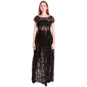 COCONUDA Long Dress Sheath Dress Tulle Sequins Elegant Black Dress Event 18255 - Picture 1 of 7