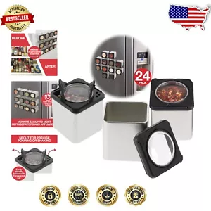 24 Elegant Glass Magnetic Spice Jars - Perfect for Organizing Your Kitchen - Picture 1 of 7