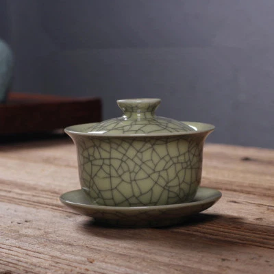 Real Longquan Celadon Gaiwan China Tazón de té Taza de porcelana Platillo Tazón de té marcado Foto 1 de 4