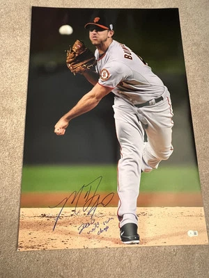 Póster foto 20x30 firmado por los Gigantes de San Francisco de Madison Bumgarner BAS Beckett 🔥 Foto 1 de 3