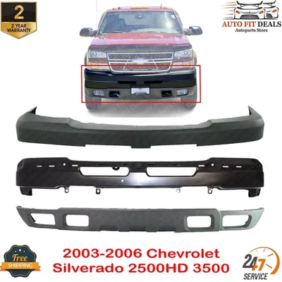 Kit de parachoques delantero de acero imprimado para Chevrolet Silverado 2500HD 3500 2003-2006 Foto 1 de 4