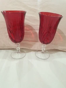 Rare Red Waterford Marquis Crystal Stemmed Goblet Iced Tea/Glass 8 2/8" Tall - Picture 1 of 24