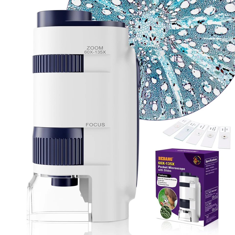 Microscope pour Enfants Mini Microscope 60x-135x Microscope Portable de Labor... - Photo 1/4