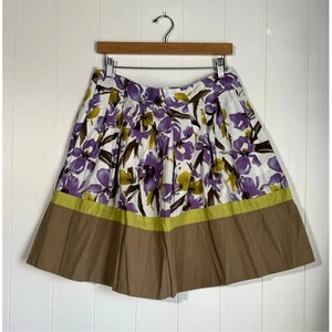 JH Collectibles Pleated Skirt Casual Spring Cotton Floral Purple Green Size 14  - Picture 1 of 10