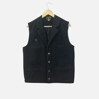 Wyoming Traders Small Wool Button Vest Jacket Black Lined Sleeveless Mens - Image 1 of 4