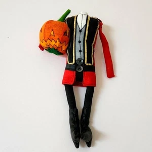 Handgefertigte OOAK Kürbis kopfloser Reiter Plüsch Puppe Halloween Goth Kunst - Bild 1 von 10