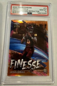 2024 Topps Chrome Finesse Jayden Daniels 1/25 Orange Refractor PSA 10 GEM RC #F3 - Bild 1 von 3
