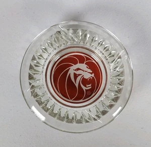 Vintage MGM Grand Hotel Casino Glass Ashtray Clear Lion Logo Las Vegas #U - Picture 1 of 7
