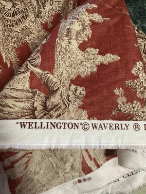 6 Yards Waverly Vintage Fabric Chelsea Wellington Romantic Toile  Cotton - Image 1 of 4