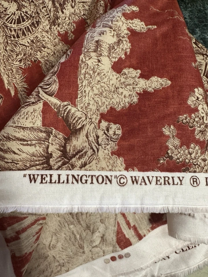 6 Yards Waverly Vintage Fabric Chelsea Wellington Romantic Toile  Cotton - Image 1 of 4