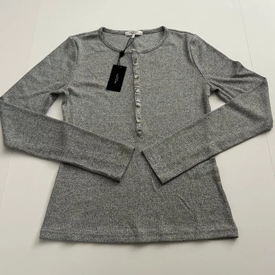 Rag & Bone Heather Grey Long Sleeve The Knit Rib Henley Top Shirt Size M - Image 1 of 4