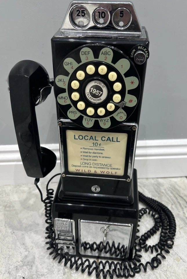 Wild & Wolf  1957 American Diner Style Vintage Telephone With Key not Tested - Image 1 of 4