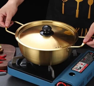 Korean Ramen Pot – Golden Pot with Handle, Lightweight Aluminum Cooking Soup Pot - Picture 1 of 6