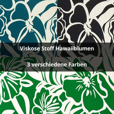 FITZIBIZ Viskose Stoff Hawaiiblumen, Blusenstoff (Meterware ab 0,50m)