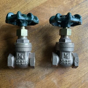 2ea Watts 1/4" No Rise Stem Bronze Solid Wedge Threaded Gate Valves New - Picture 1 of 6