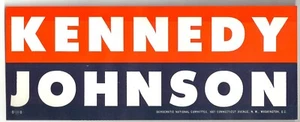 Kennedy Johnson 1960 Fensteraufkleber JFK LBJ Kampagnenartikel - Bild 1 von 2
