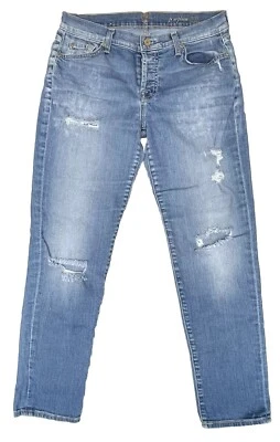 Pantalones de mezclilla 7 For All Mankind para mujer 28 botones mosca Josefina ajustados novio 31x27,5 Foto 1 de 4