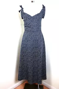 SALONI Black White Polkadots Maxi Cocktail Party Gown Dress Medium 6 7 8 - Picture 1 of 17