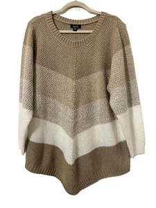 Alyx Pullover Damen Größe 2X Chevron Muster Braun Strick Langarm Gestreift Ombre - Bild 1 von 11
