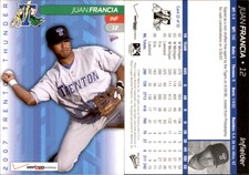 Juan Francia 2007 MultiAd Trenton Thunder #22 Card *AutographDen*