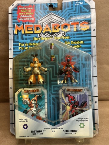 Vtg New MEDABOTS Metabee & Stingaray Figures Built To Battle Include Game Card Cover
