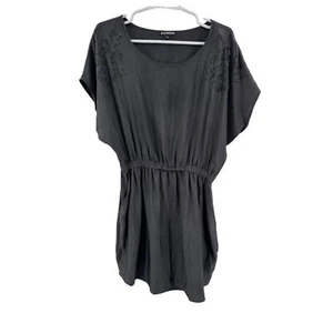 Express grau verziertes Kurzarm Minikleid Tunika seidig L Freizeit Party - Bild 1 von 13