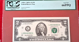 2003-A $2 Dollar Bill PCGS 66PPQ 1938-L note San Francisco - Picture 1 of 2