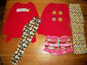JUSTICE CHRISTMAS HOLIDAY EMOJI TOP LEGGINGS OUTFIT OR PAJAMA SET GIRLS SZ 18 20 - Picture 1 of 6