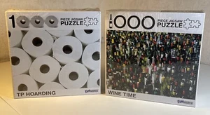 Lote De 2 Puzzles Post Covid Serie 1000 Piezas Papel Higiénico Y Vino Nuevo Precintado - Imagen 1 de 9