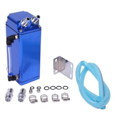 BLU quadrato Tanica serbatoio recupero vapori olio alluminio tank catch + tubo - Imagen 1 de 3
