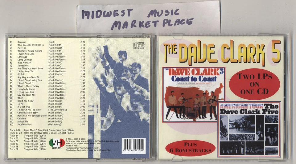 The Dave Clark 5 - American Tour + Coast To Coast + Six Bonus Tracks On One CD!! — 第 1/1 张图片